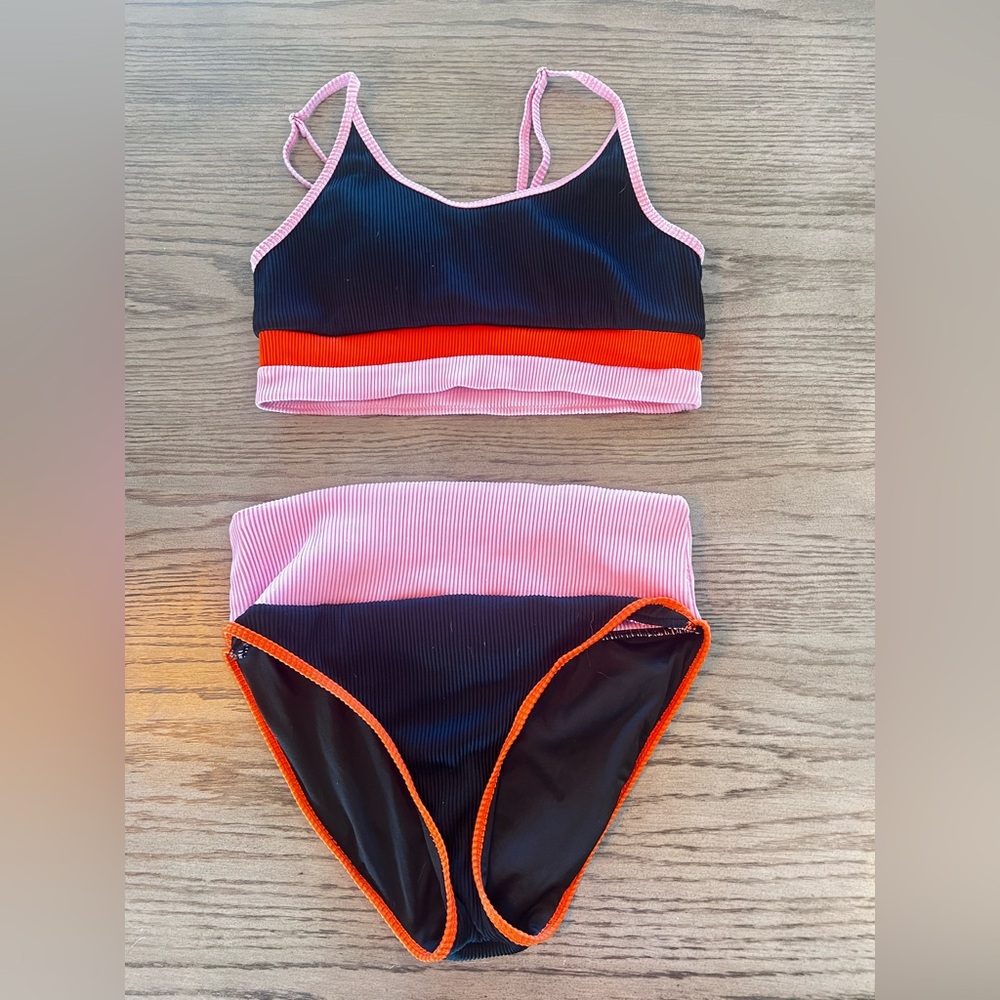 Amazon Black and Pink Bikini Swim Set